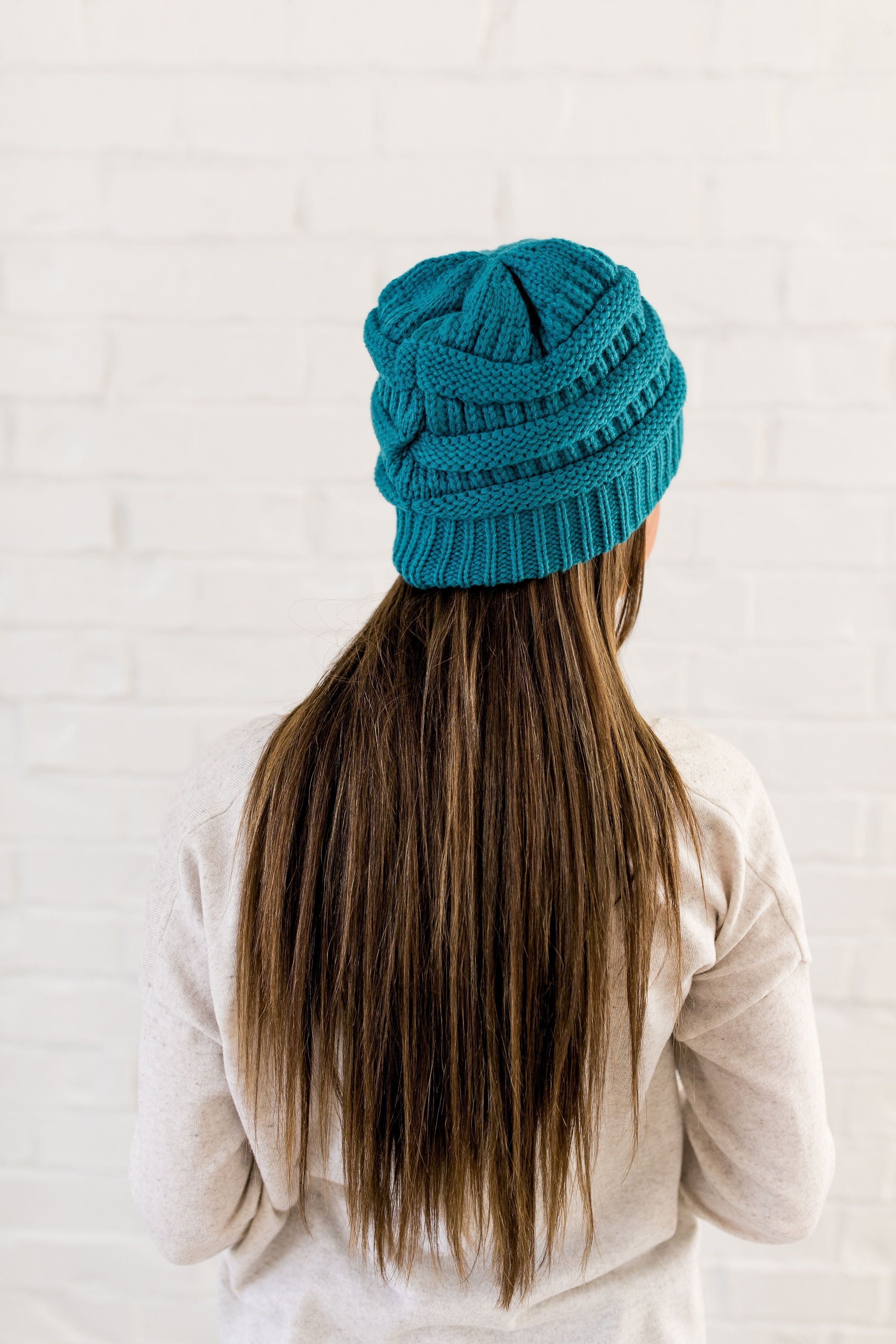 Nifty Knit Beanie In Teal - ALL SALES FINAL