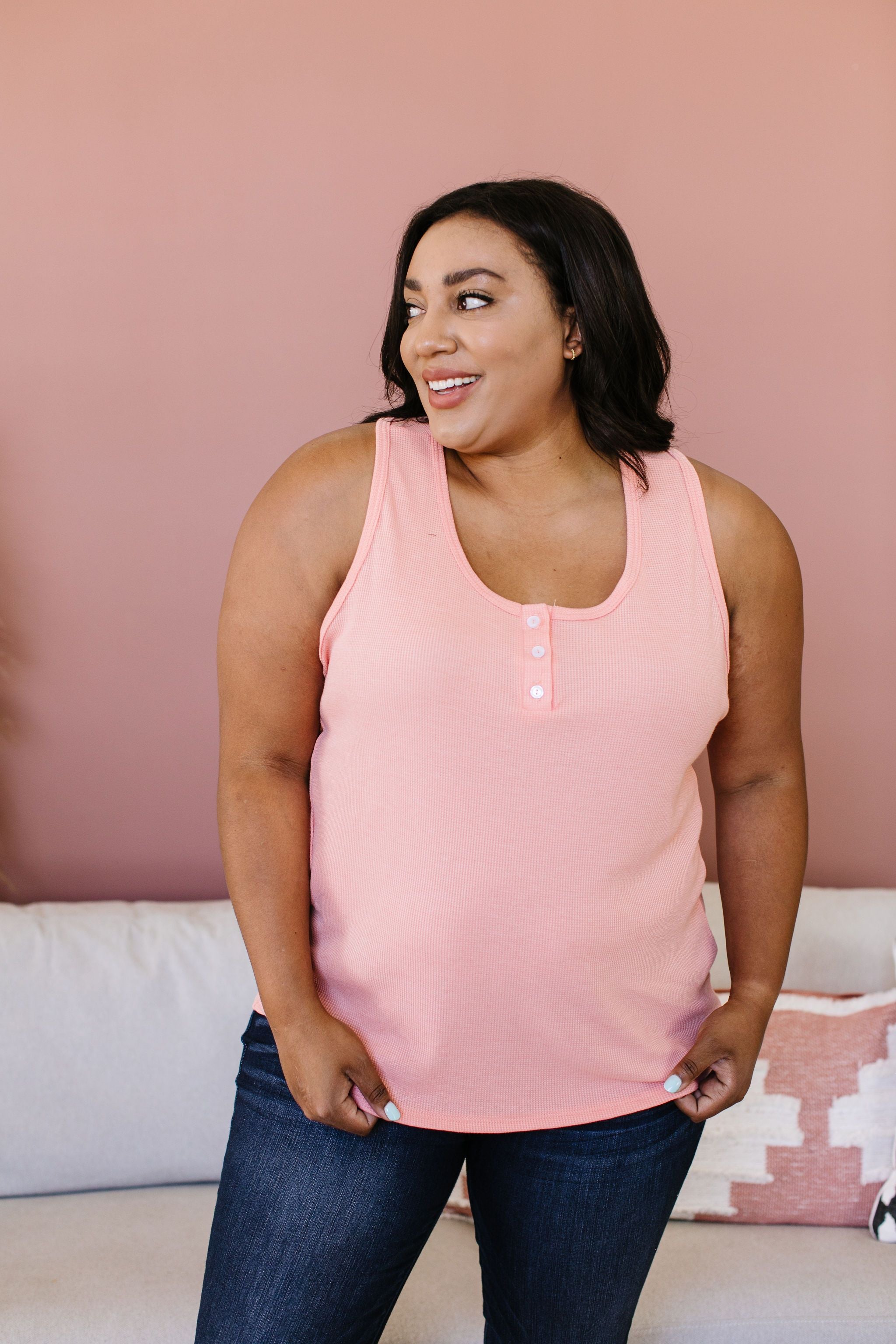 Nobody Puts Baby In The Corner Tank In Blush Peach