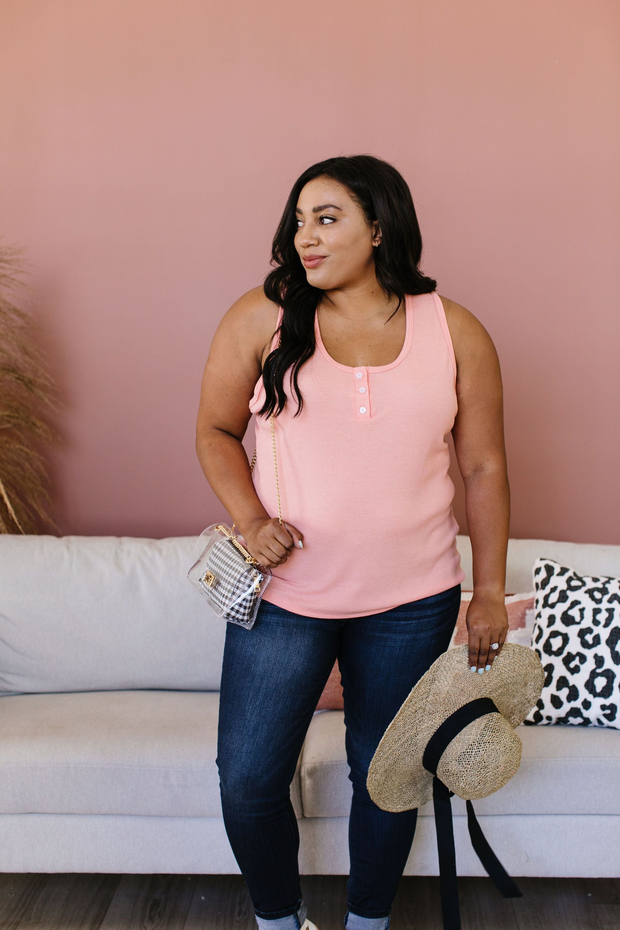 Nobody Puts Baby In The Corner Tank In Blush Peach