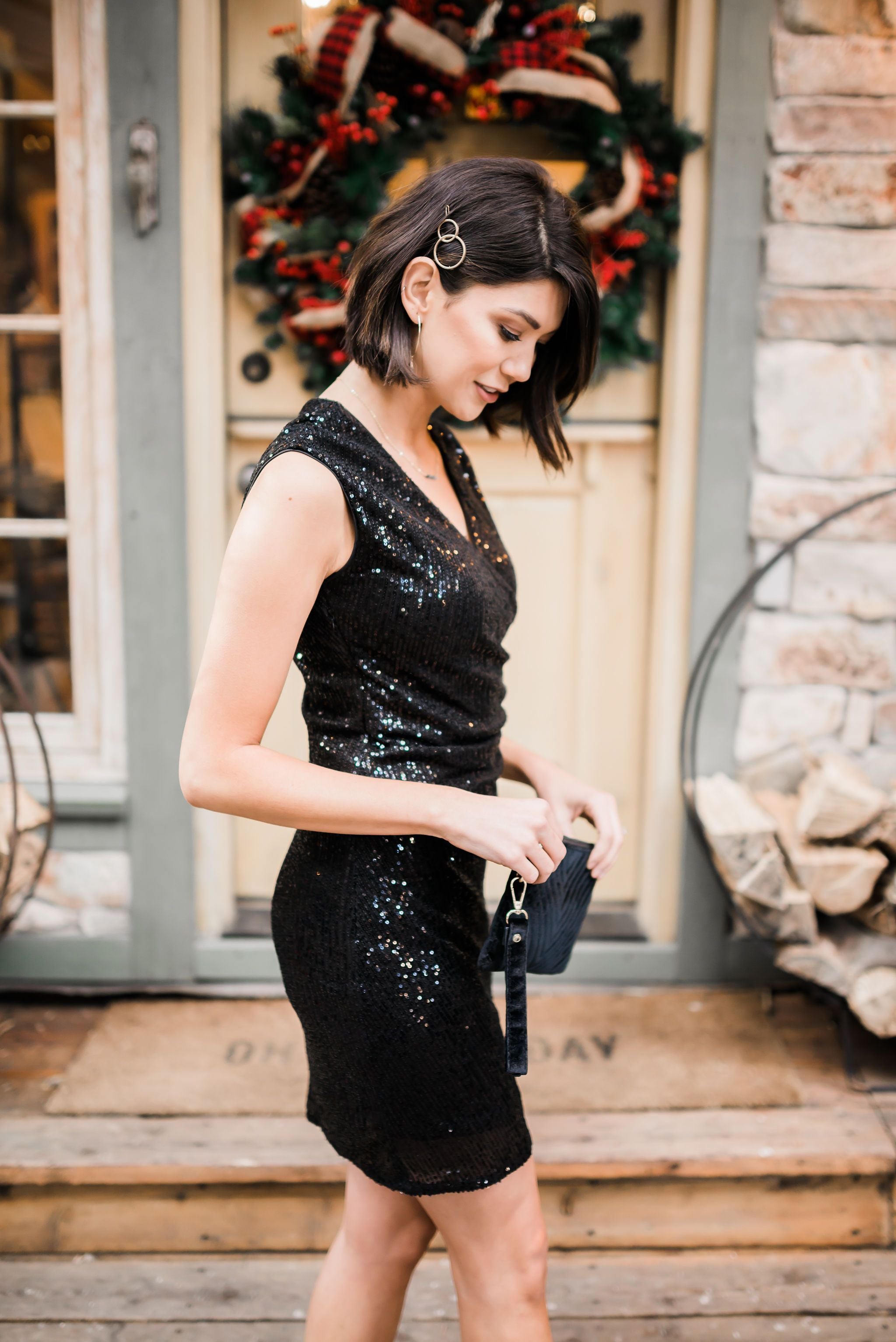 Onyx Opulence Sequined Dress