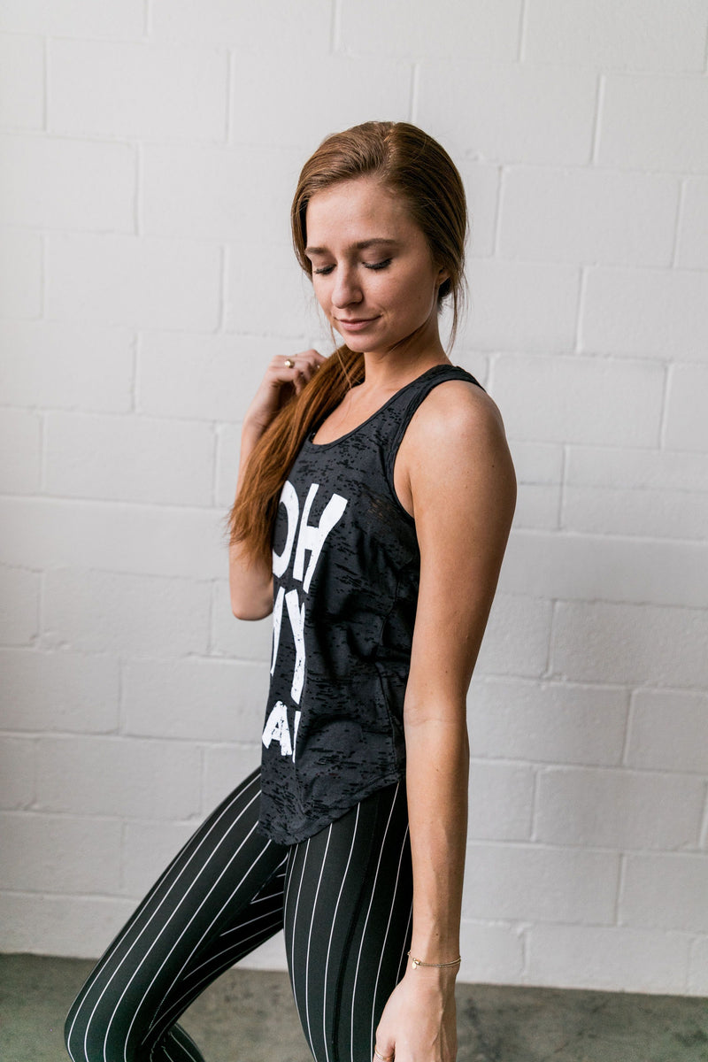 Oh My Quad Burnout Tank In Black - ALL SALES FINAL