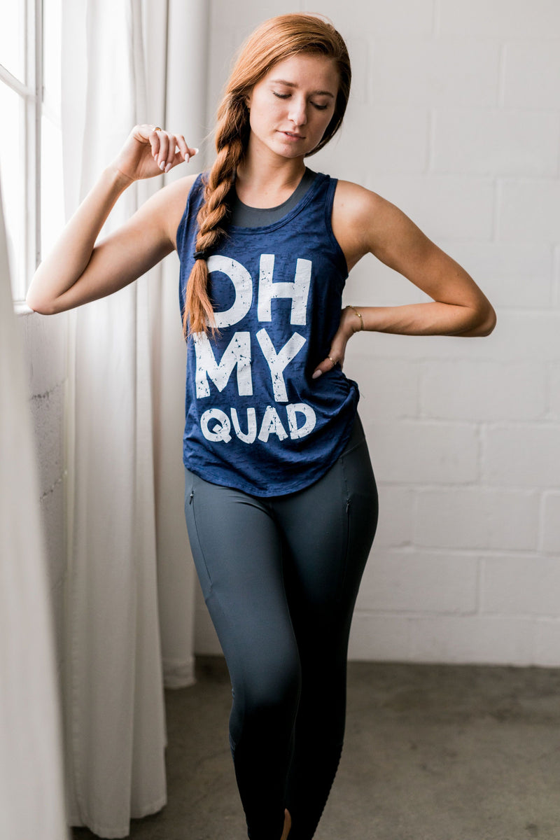 Oh My Quad Burnout Tank In Navy - ALL SALES FINAL
