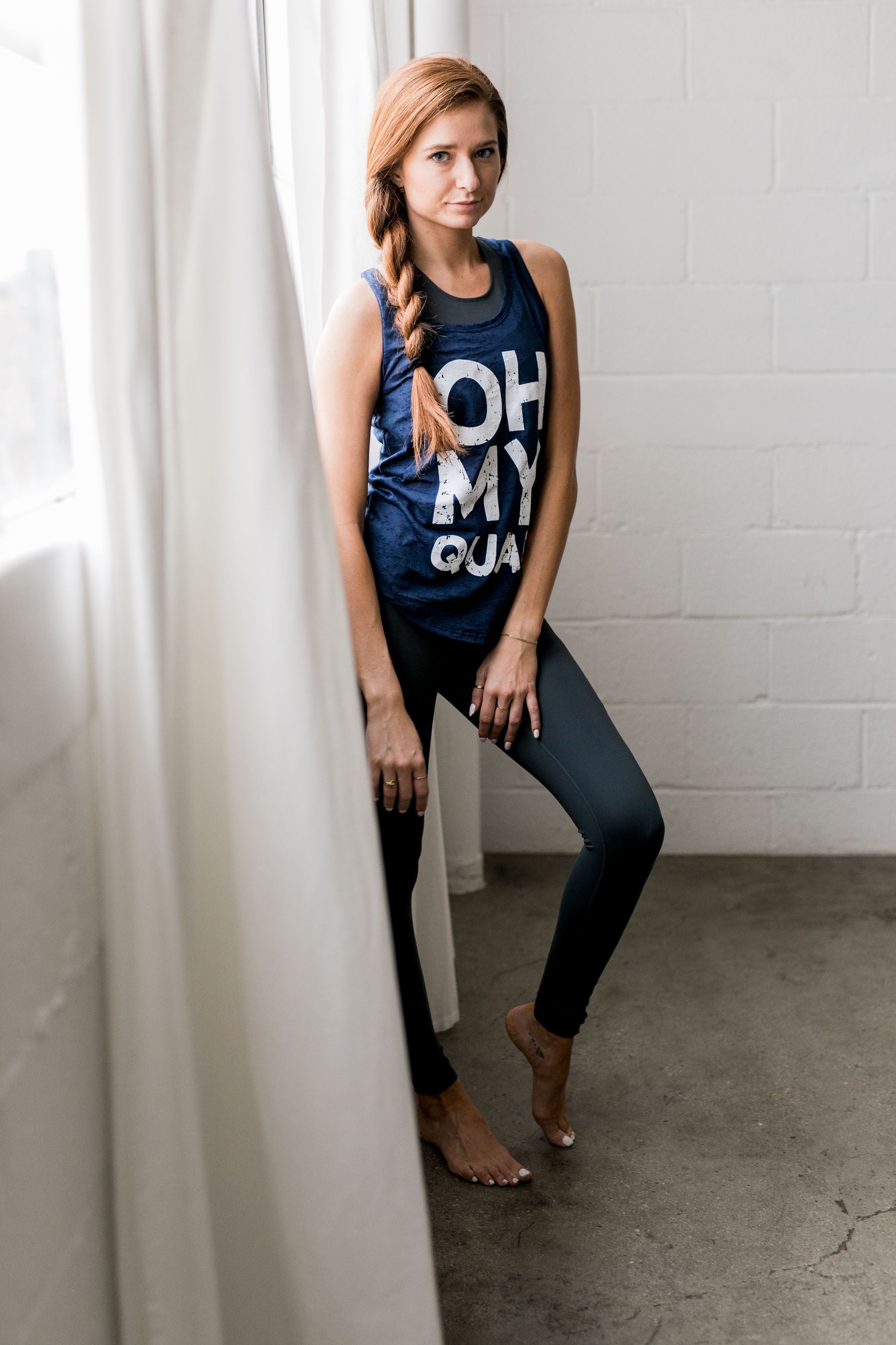 Oh My Quad Burnout Tank In Navy - ALL SALES FINAL