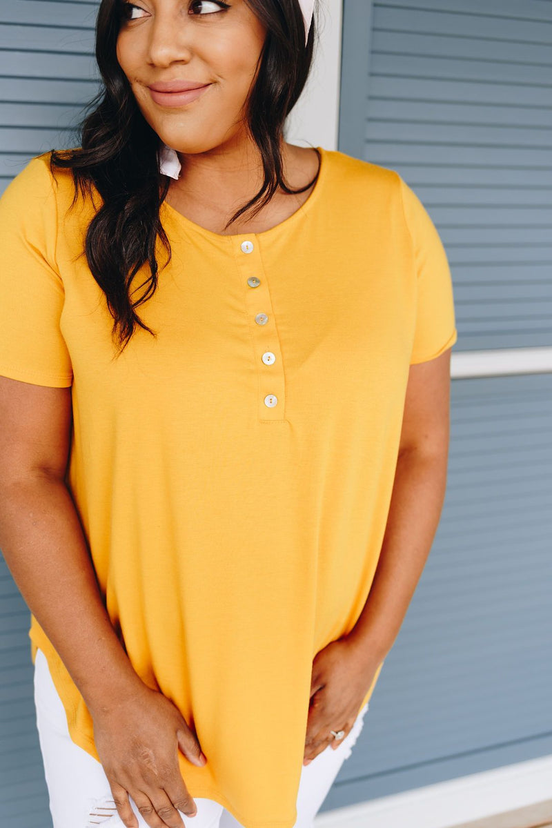 On The Button Basic Top In Marigold