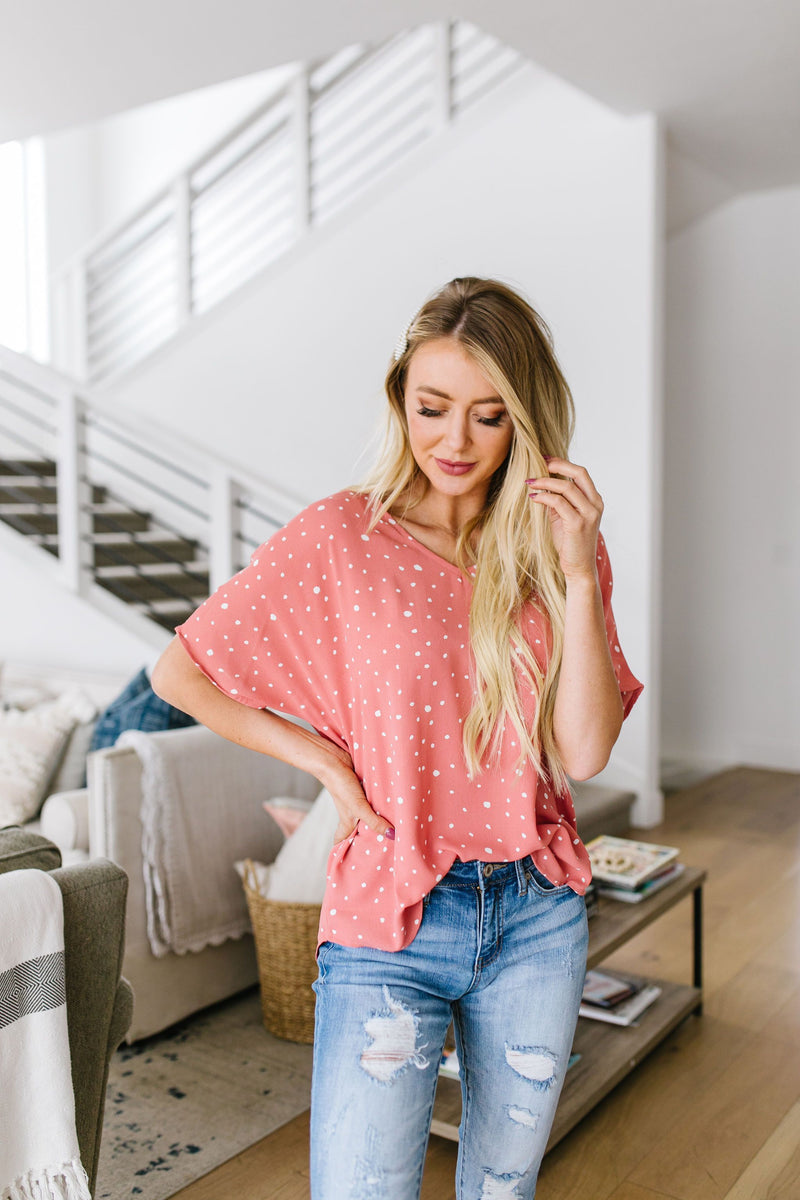 On The Dot Blouse In Coral