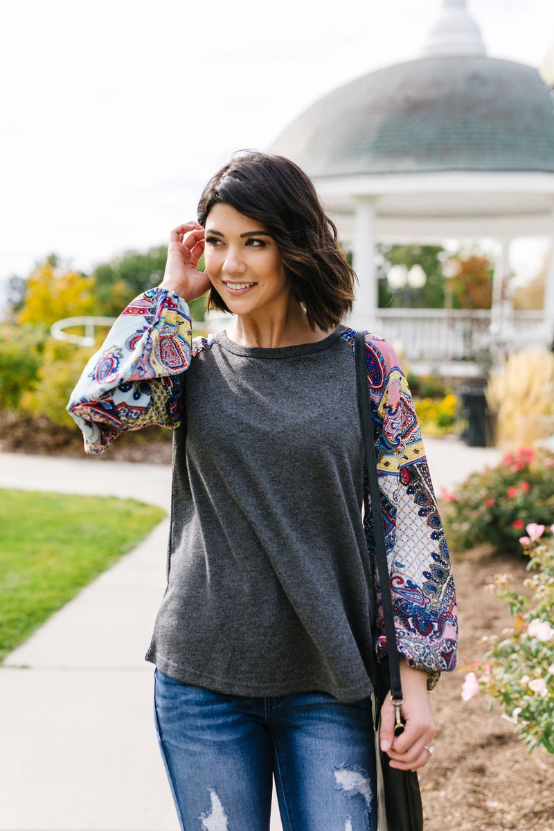Paisley Patchwork Sleeve Top