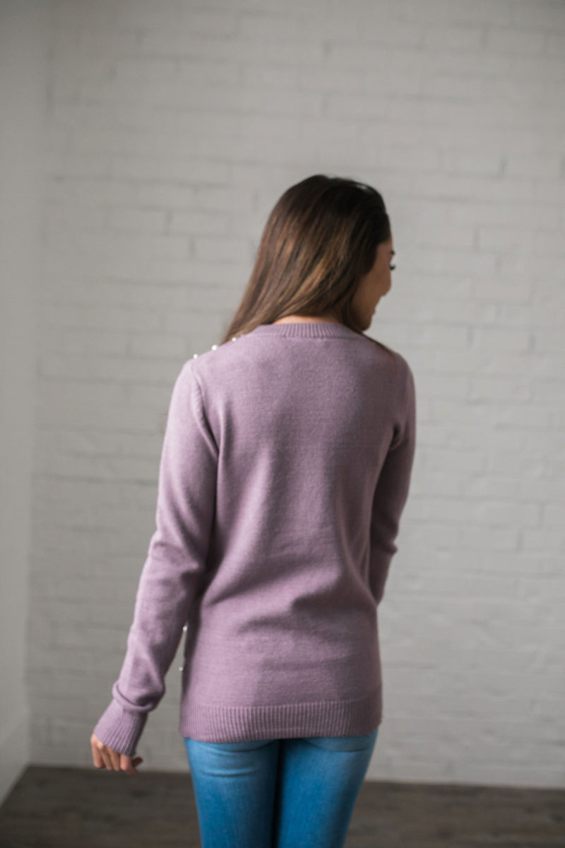 Pearl Among Sweaters In Dusty Lavender - ALL SALES FINAL