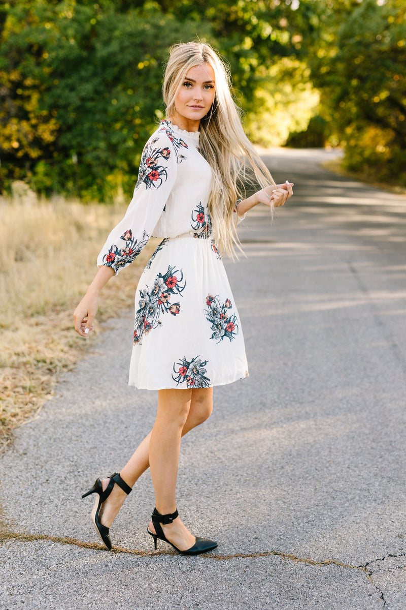 Picture Perfect Pleated Midi Dress In Winter White - ALL SALES FINAL