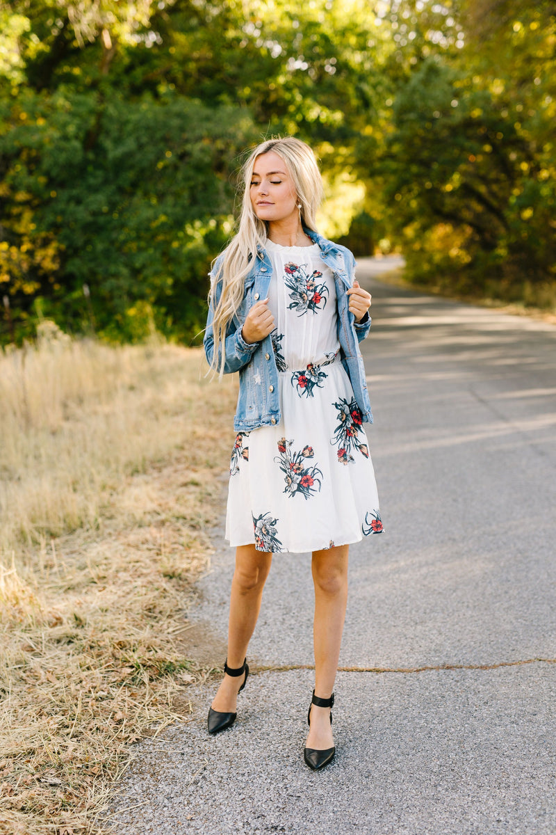Picture Perfect Pleated Midi Dress In Winter White - ALL SALES FINAL