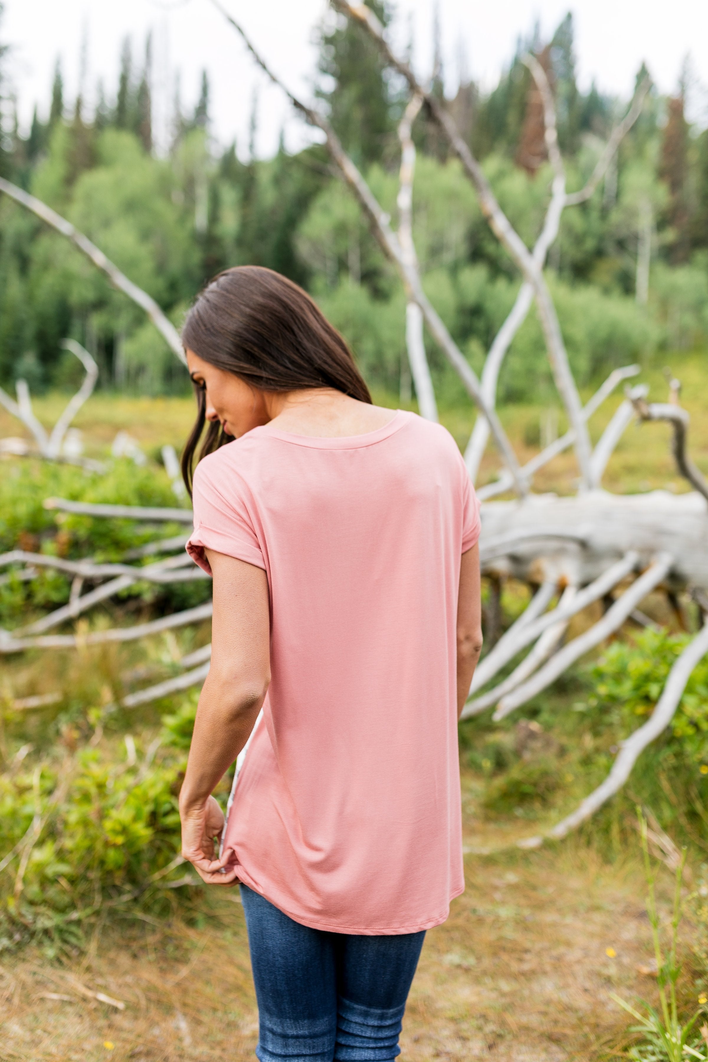 Pink Color Block + Stripes Tee