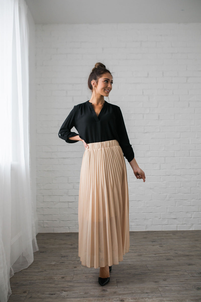 Pleated Chiffon Maxi Skirt - ALL SALES FINAL