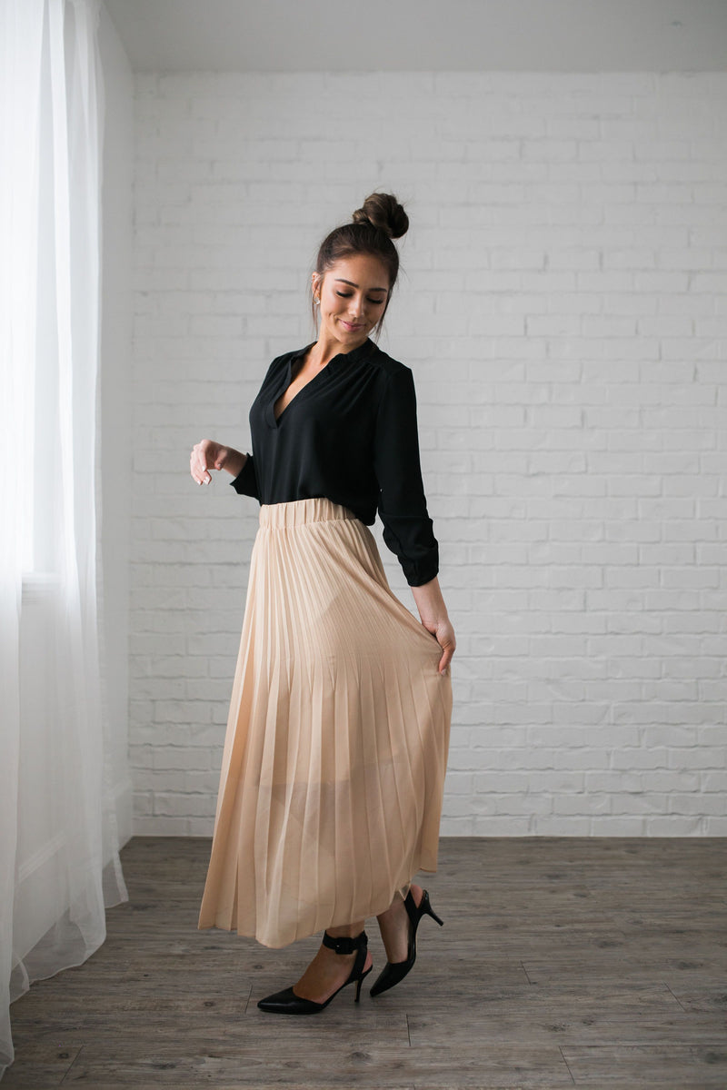Pleated Chiffon Maxi Skirt - ALL SALES FINAL