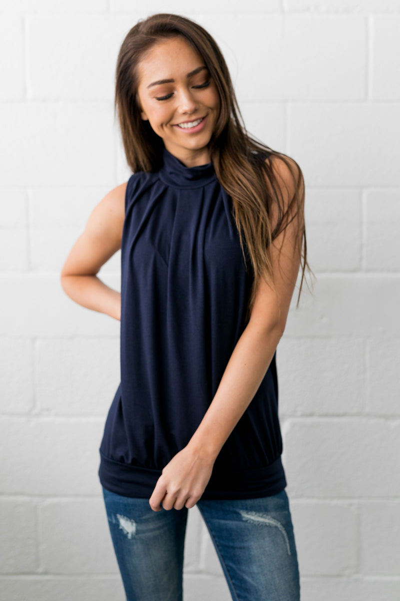 Pleats A Plenty In Navy - ALL SALES FINAL