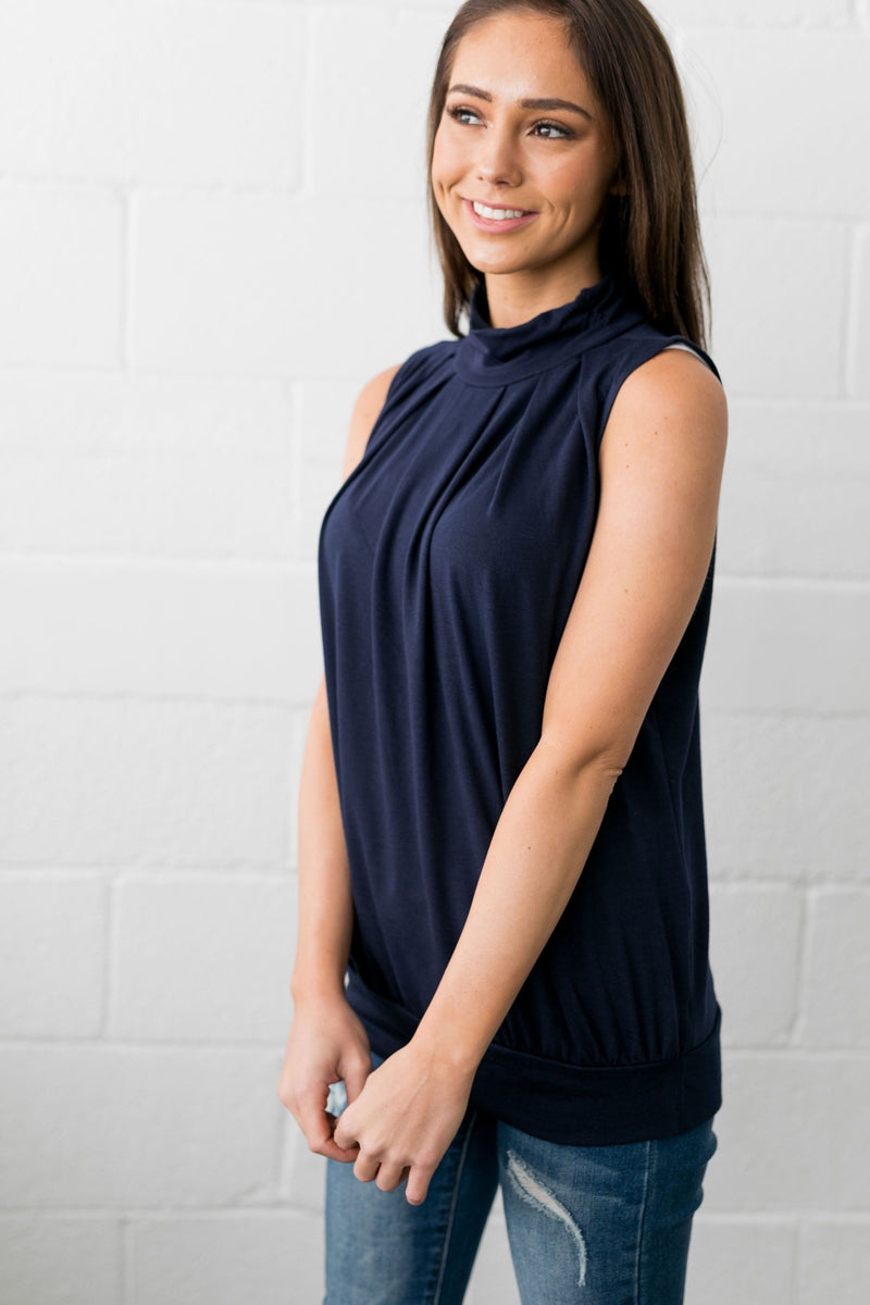 Pleats A Plenty In Navy - ALL SALES FINAL