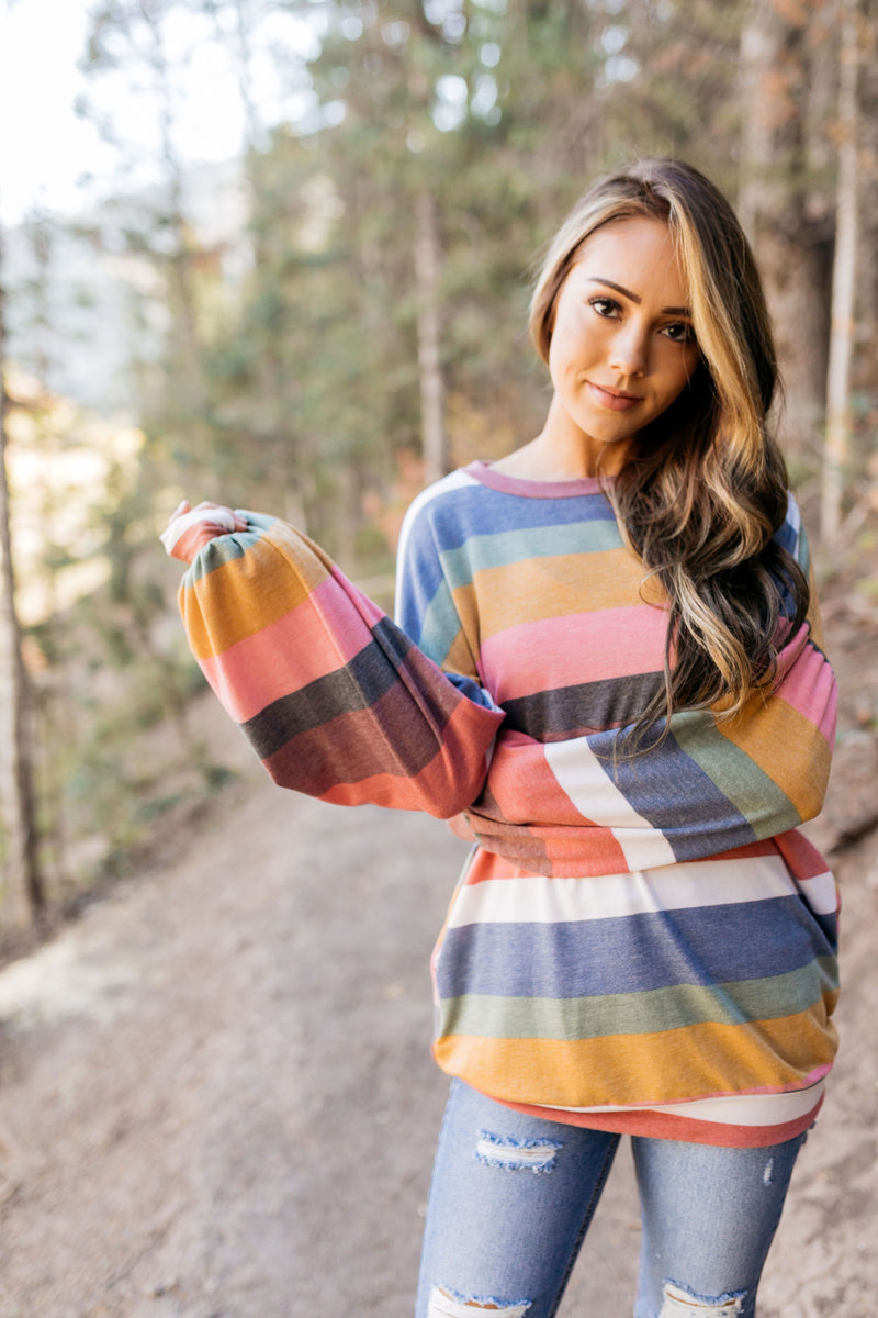 Pockets And Puffs Soft Striped Top
