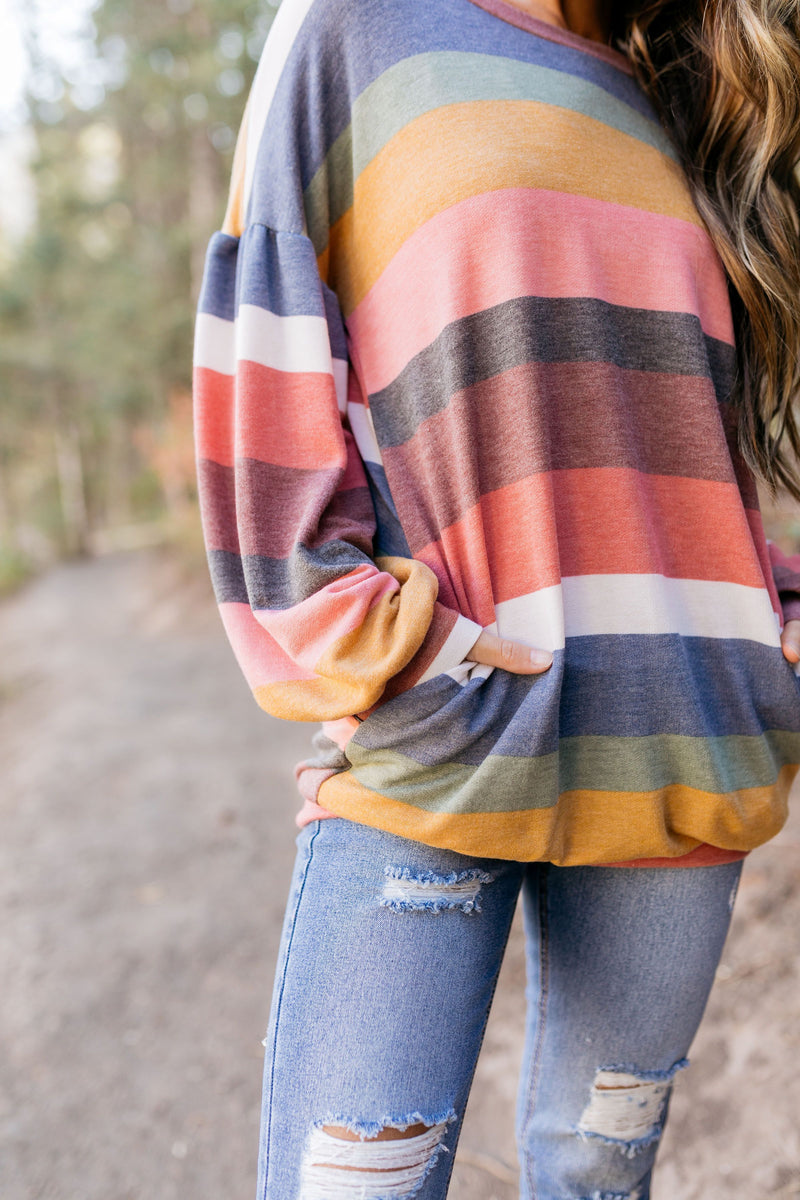 Pockets And Puffs Soft Striped Top