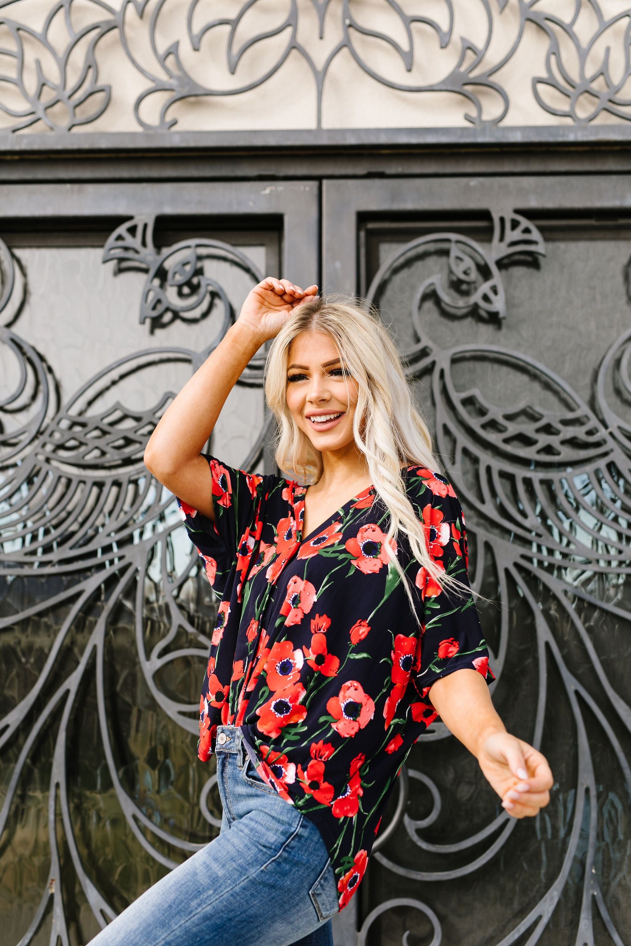 Poppies At Midnight Blouse