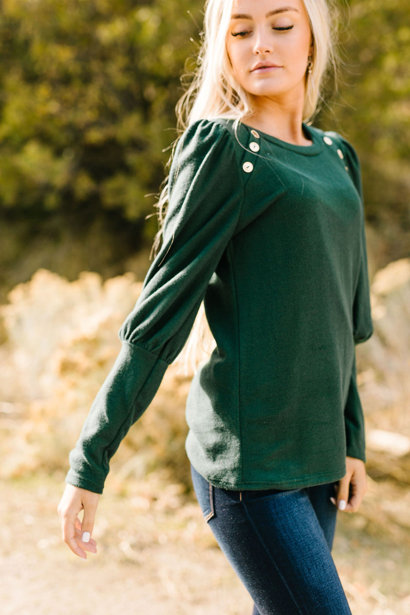 Puff Piece Sweater in Forest Green