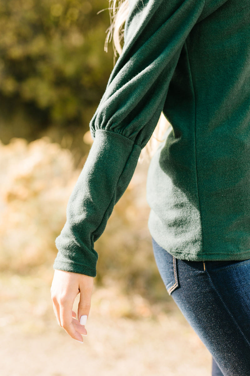 Puff Piece Sweater in Forest Green
