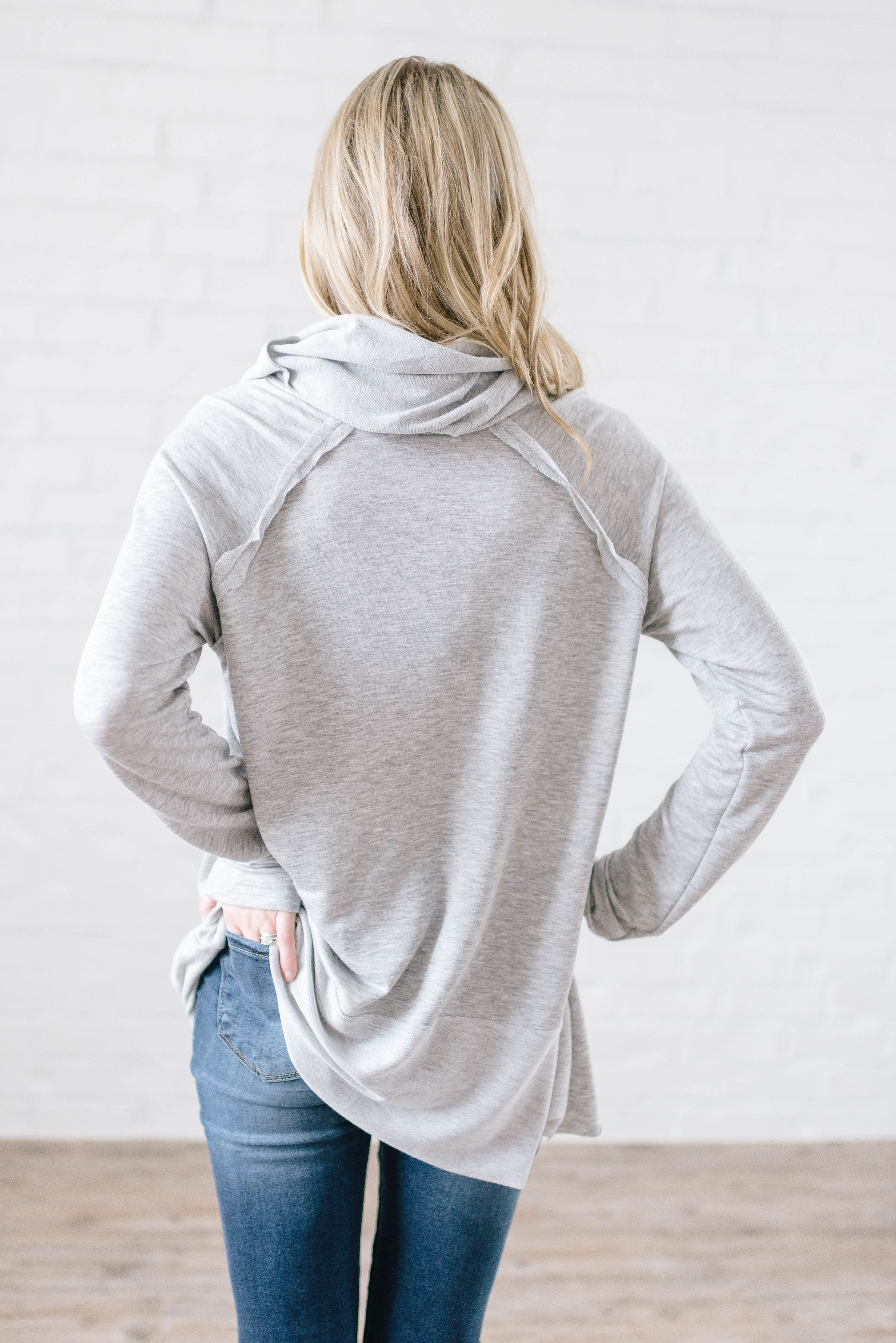 Rainy Day Cowl Neck Tunic in Gray