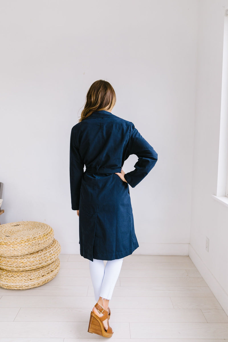 Rainy Day Trench Coat In Navy - ALL SALES FINAL