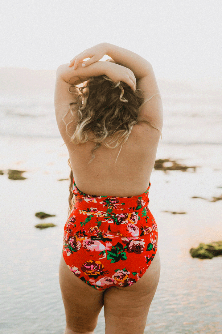 Red Floral Peplum Top
