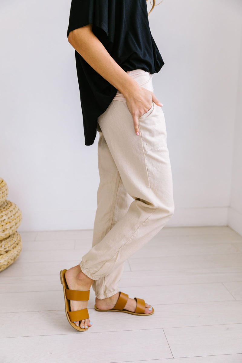 Relaxed Natural Linen Joggers