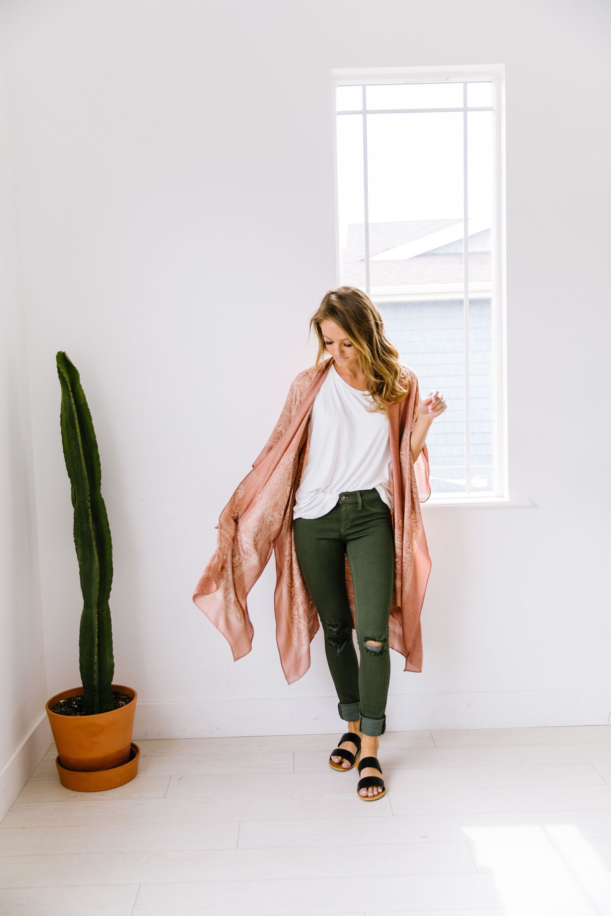 Ripped Knee Olive Skinny Jeans
