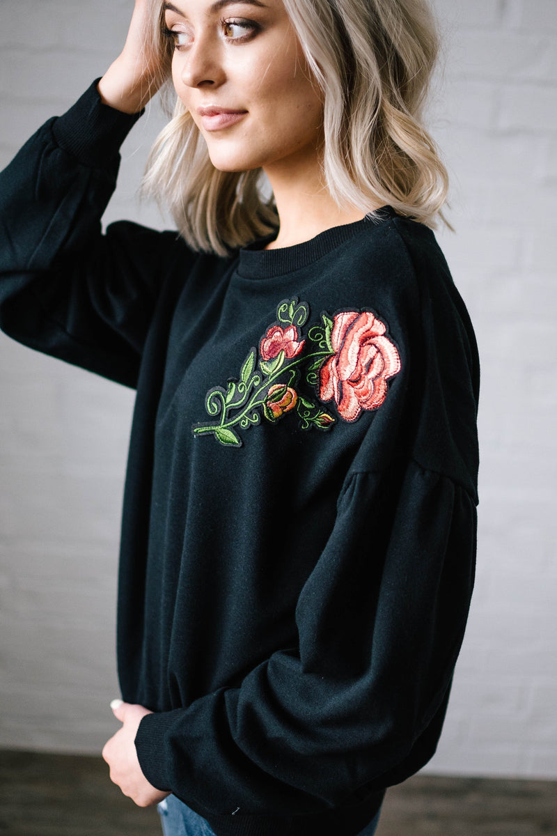 Rock And Roses Top in Black