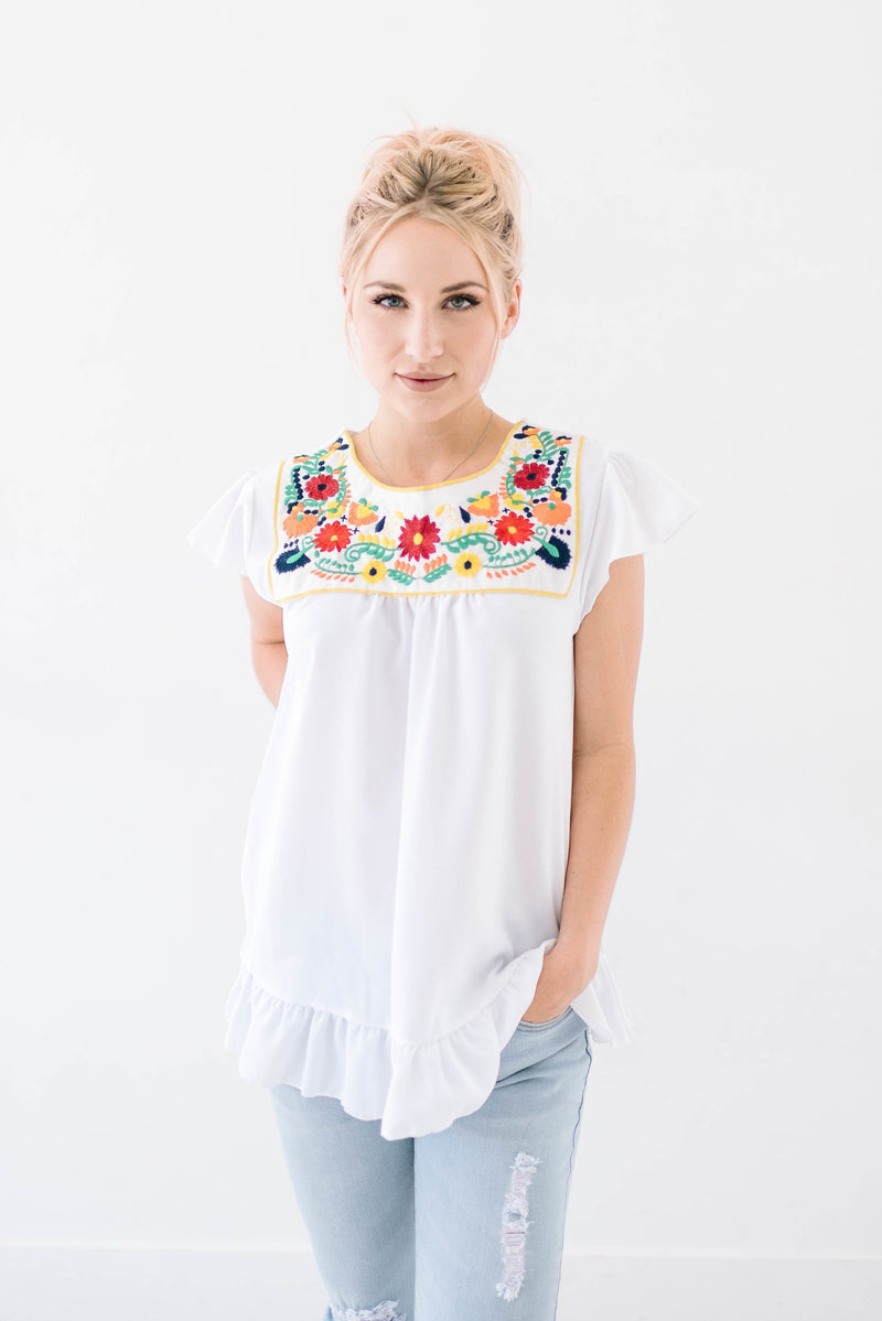 Rosario White Embroidered Top