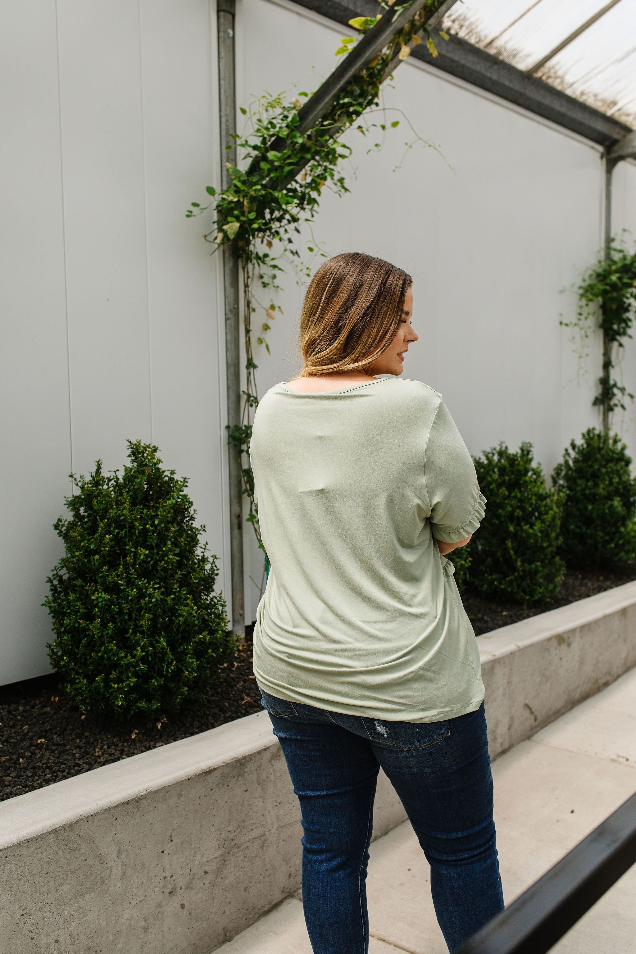 Sage Ruffles Top