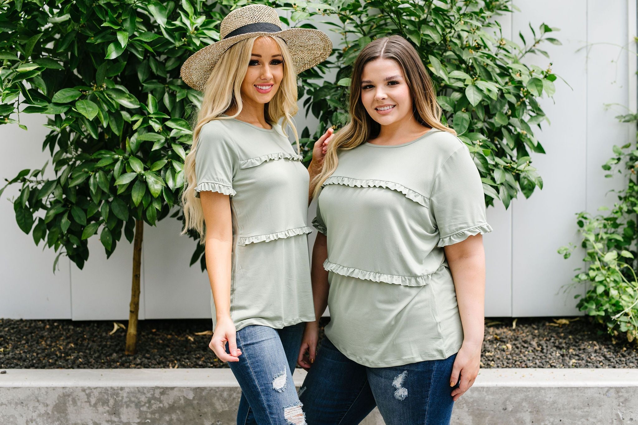 Sage Ruffles Top