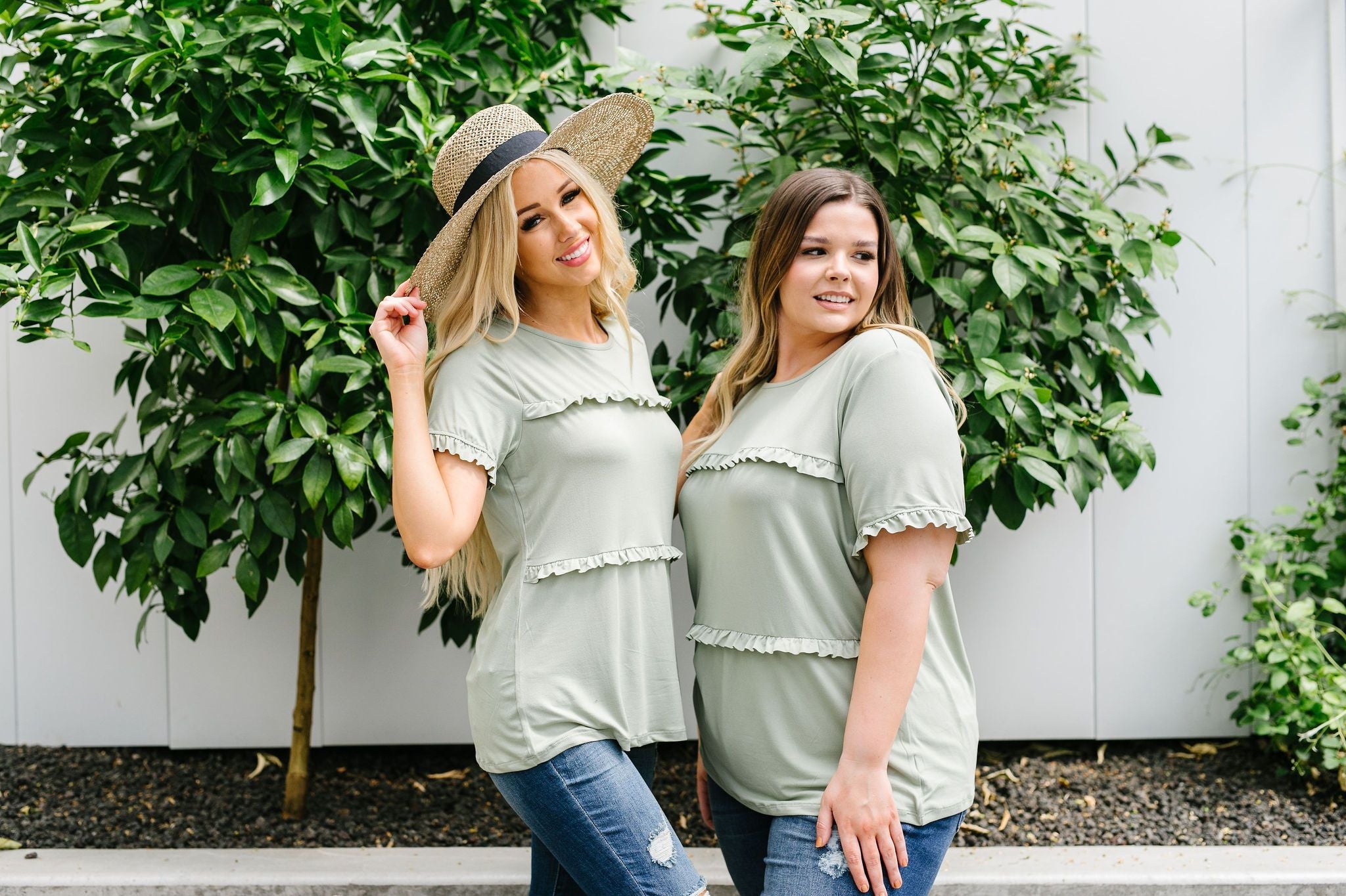 Sage Ruffles Top