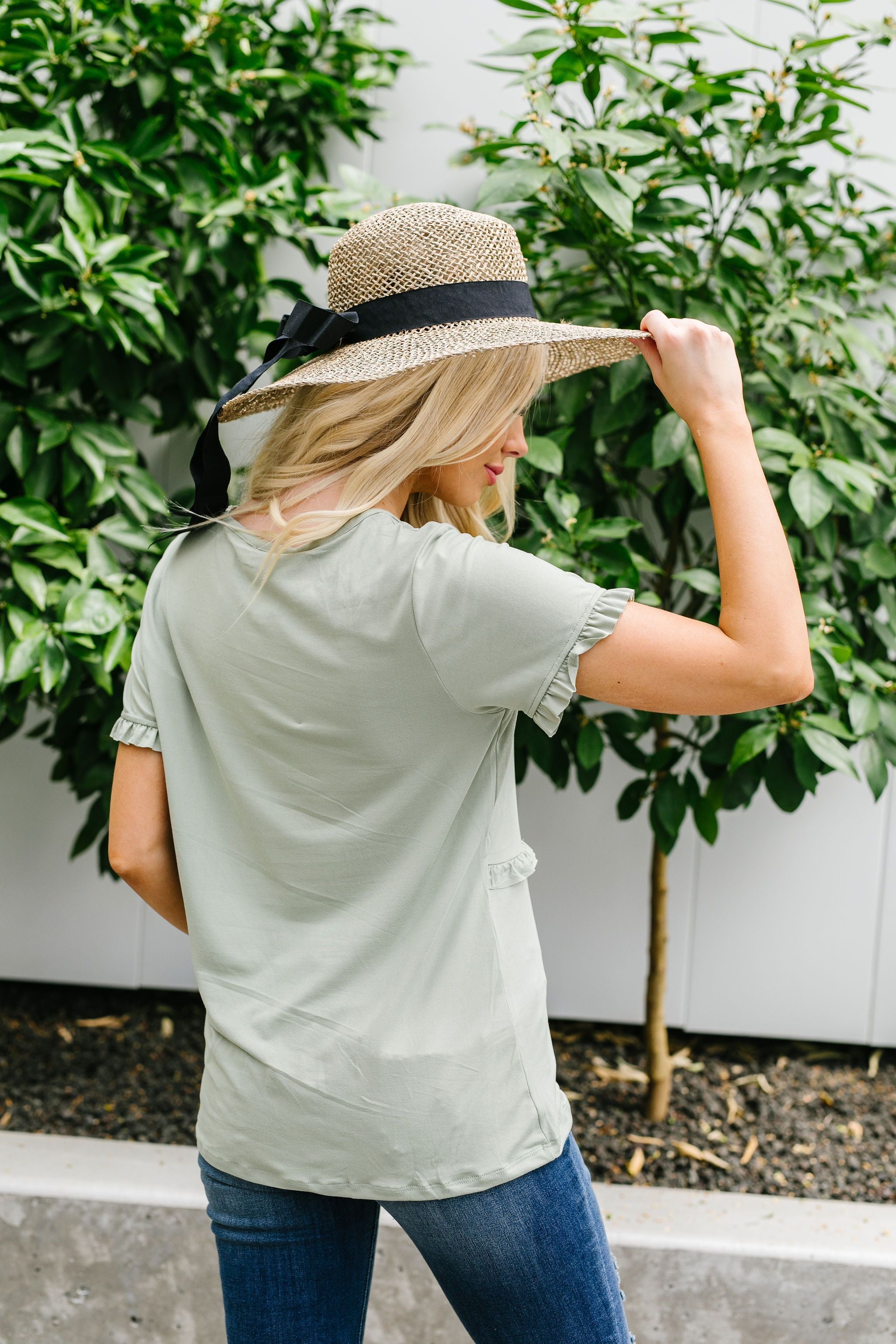 Sage Ruffles Top