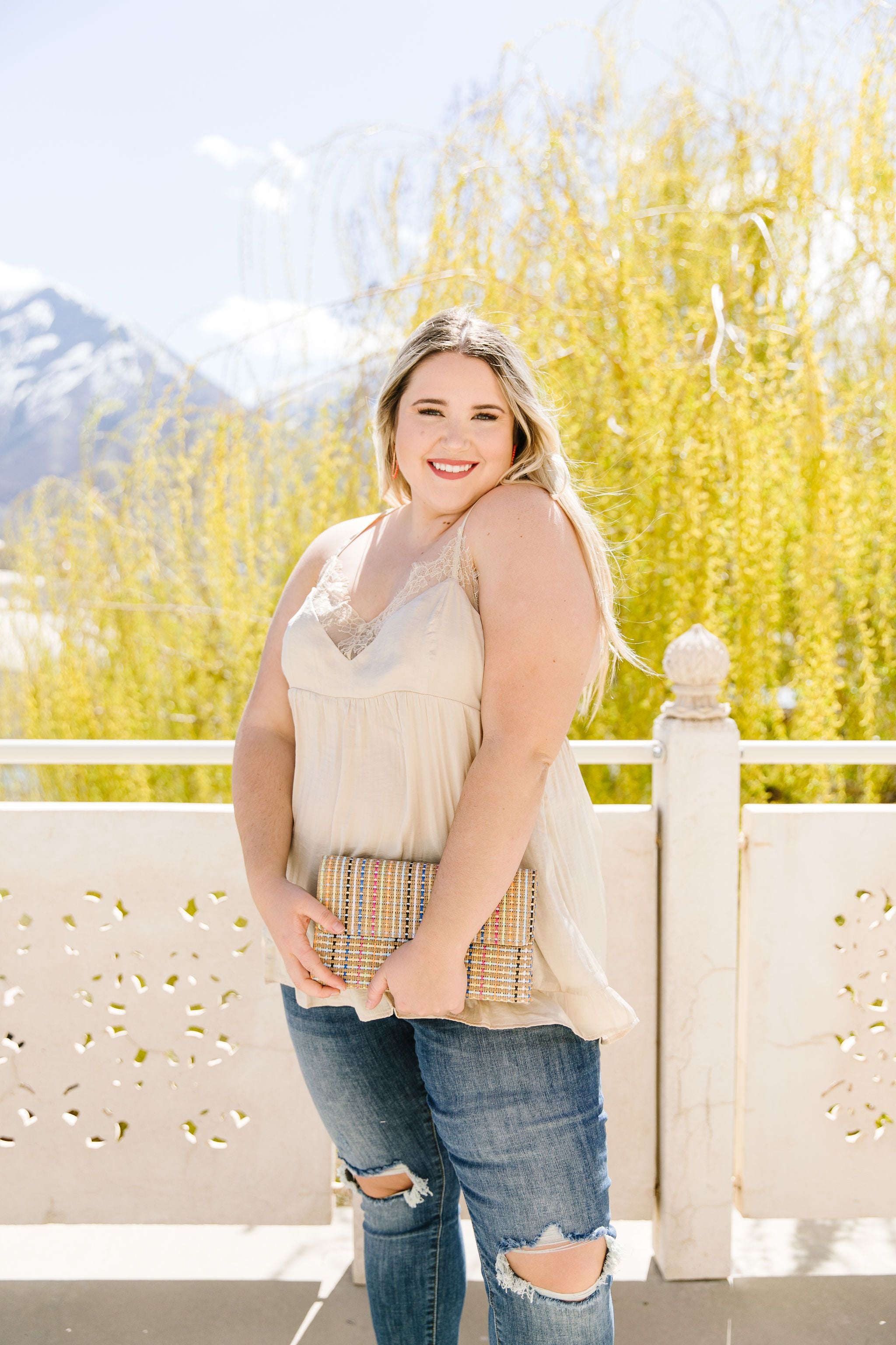 Satin & Lace Babydoll Cami In Shell