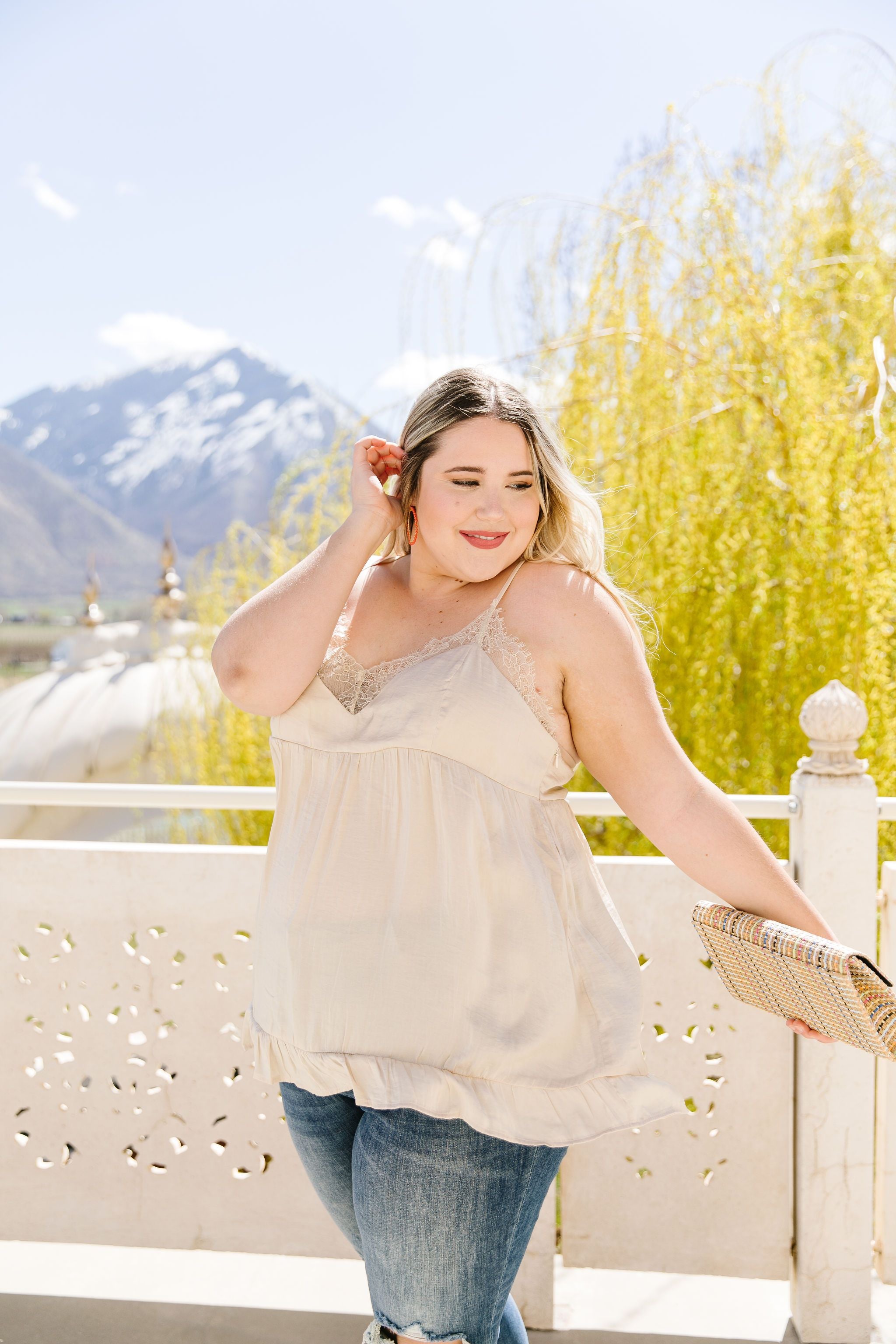 Satin & Lace Babydoll Cami In Shell