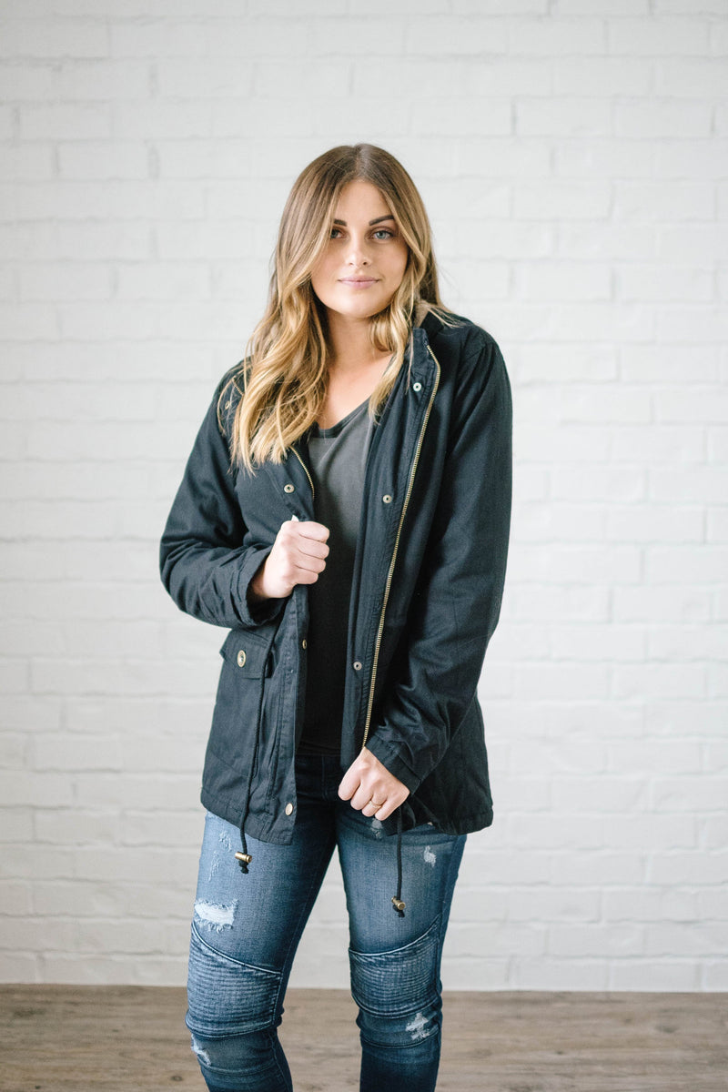 Scouting It Out Fur Lined Jacket in Black