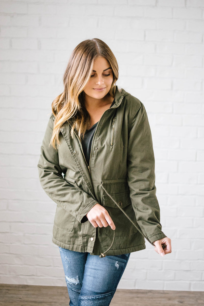 Scouting It Out Fur Lined Jacket in Olive