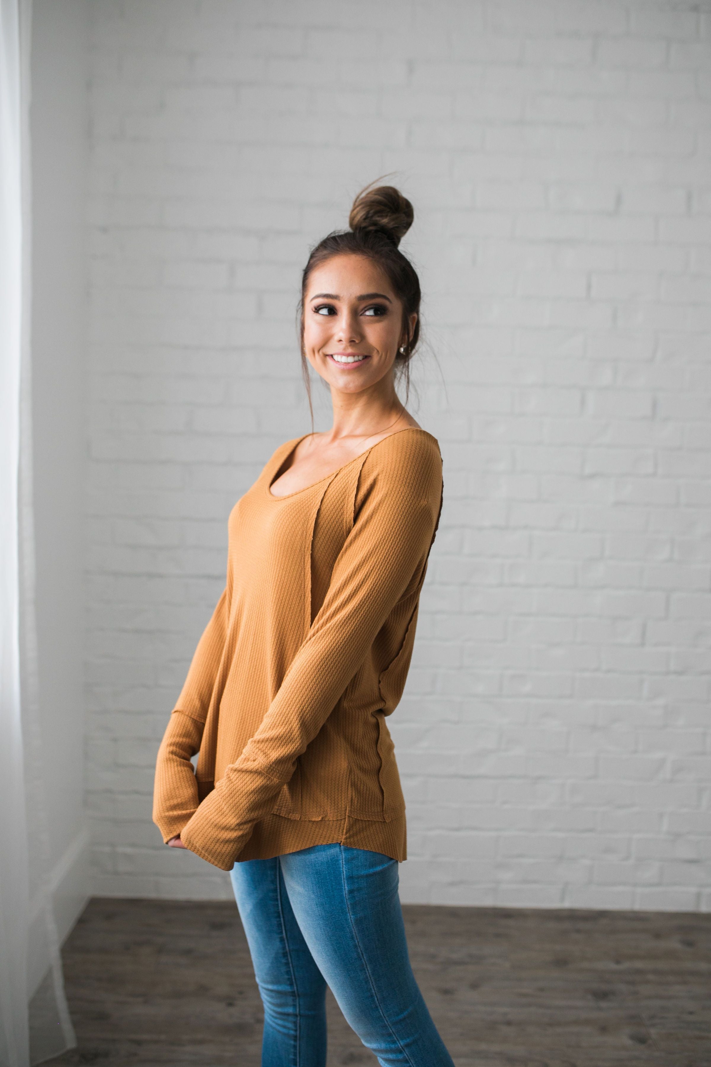 Seams Splendid Top In Camel - ALL SALES FINAL