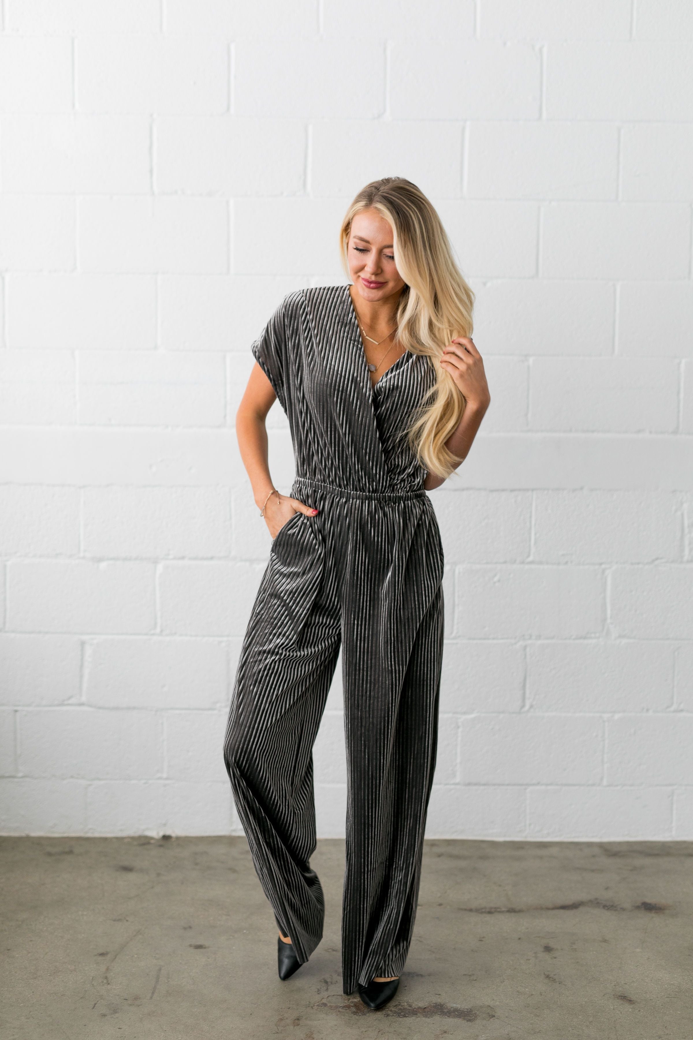 See And Be Seen Velvet Jumpsuit - ALL SALES FINAL