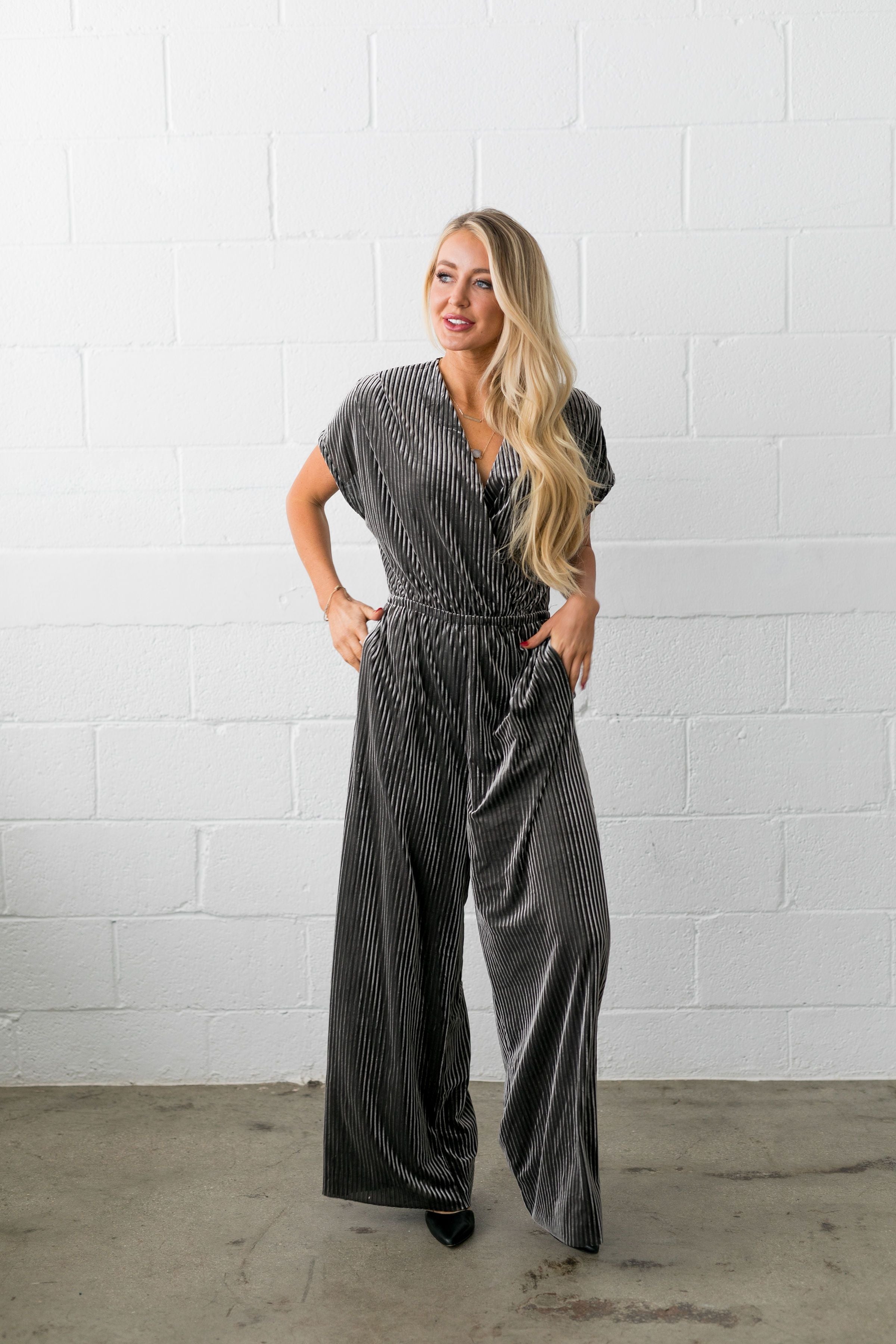 See And Be Seen Velvet Jumpsuit - ALL SALES FINAL