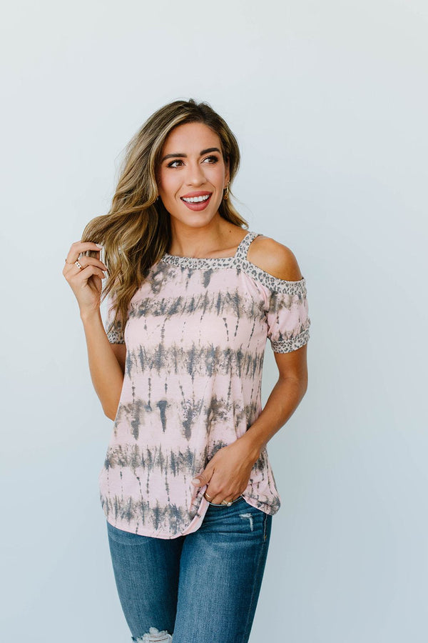 Shania Cold Shoulder Top In Blush