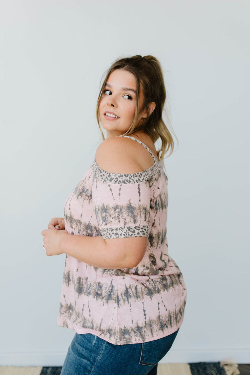 Shania Cold Shoulder Top In Blush