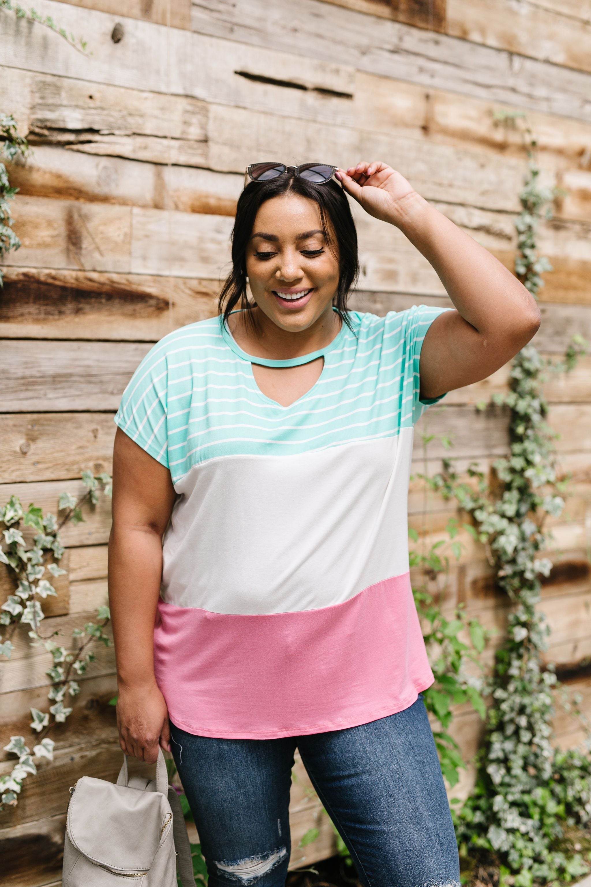 Sherbet Colorblock Top In Watermelon & Mint