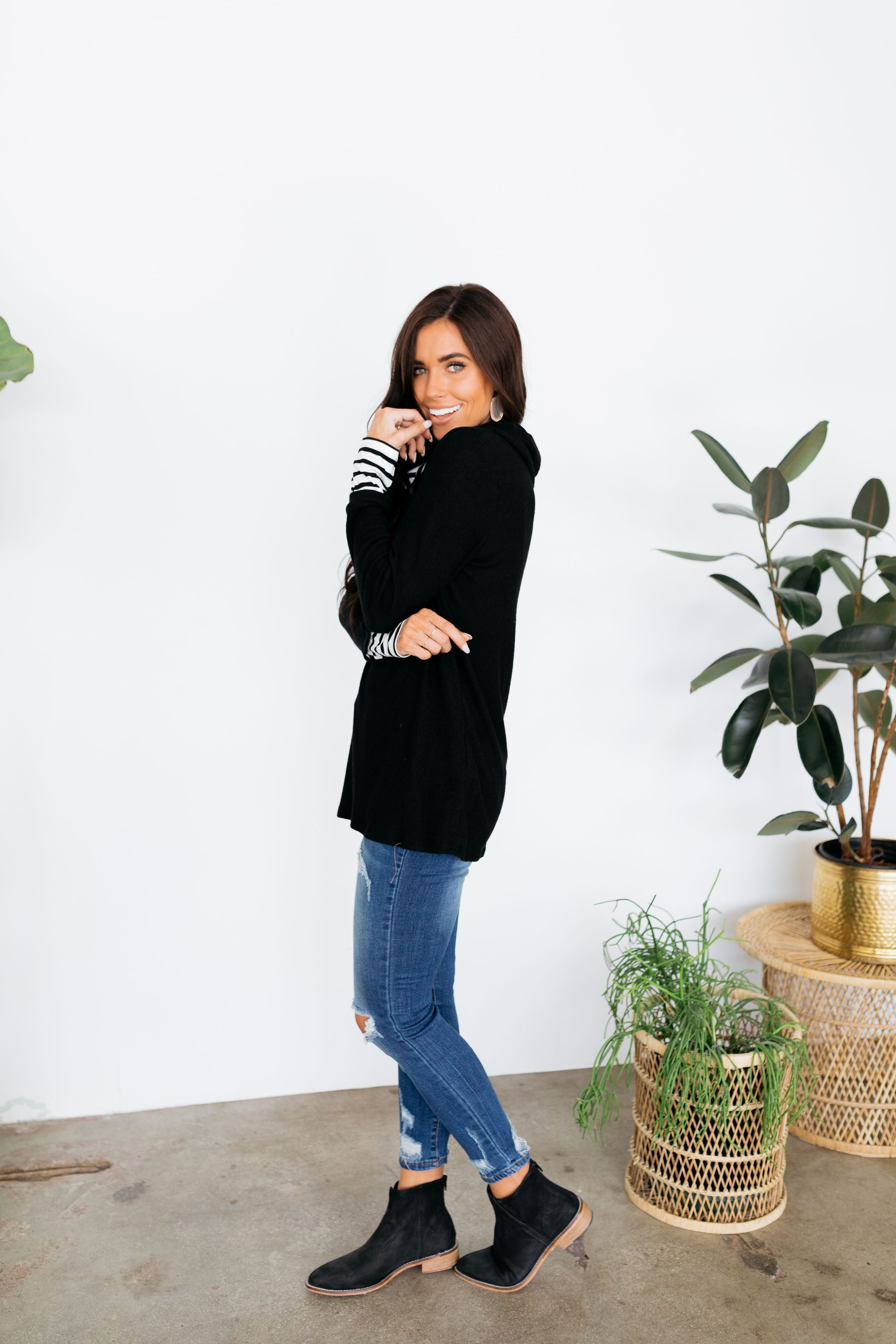 Shy Stripes Cowl Neck Top