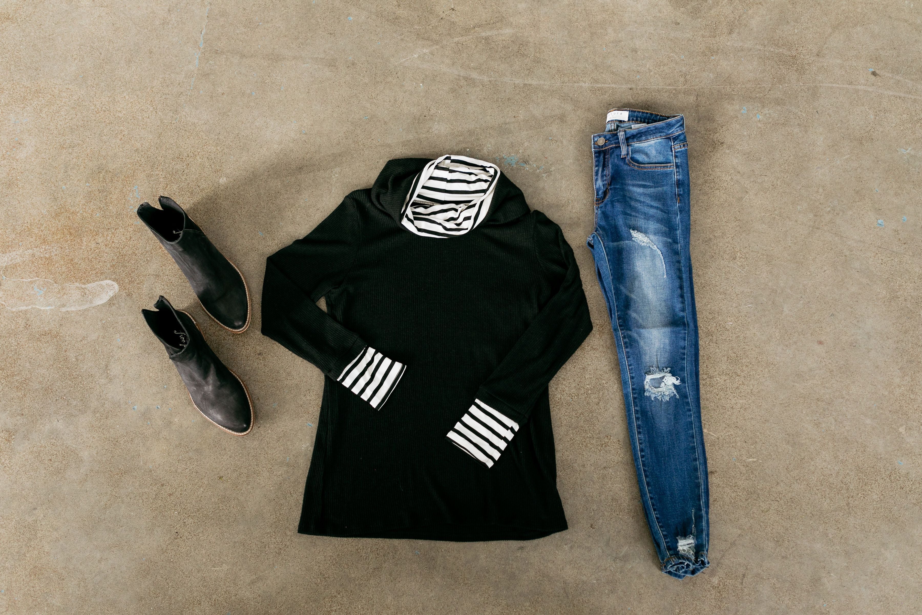 Shy Stripes Cowl Neck Top