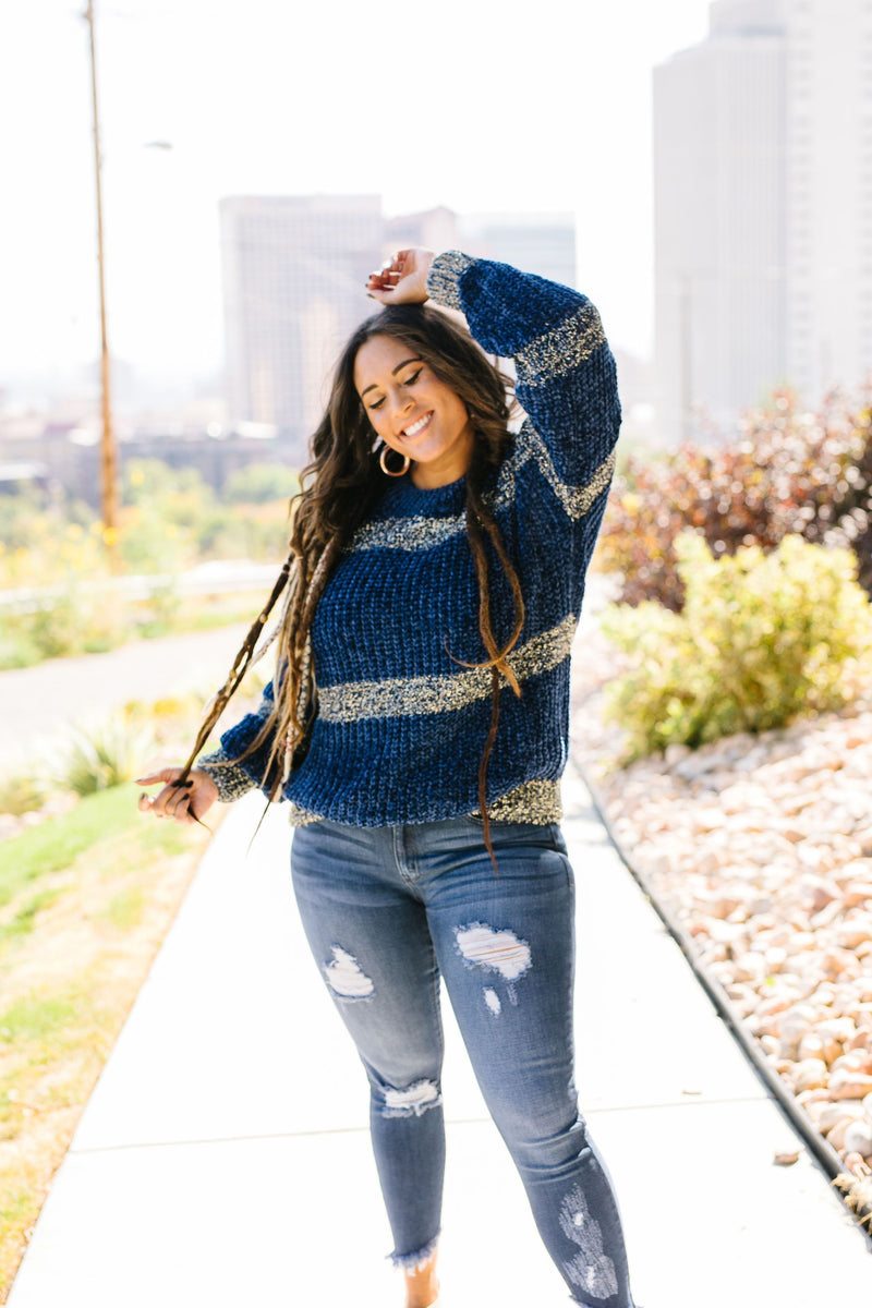 Silver Streak Striped Sweater