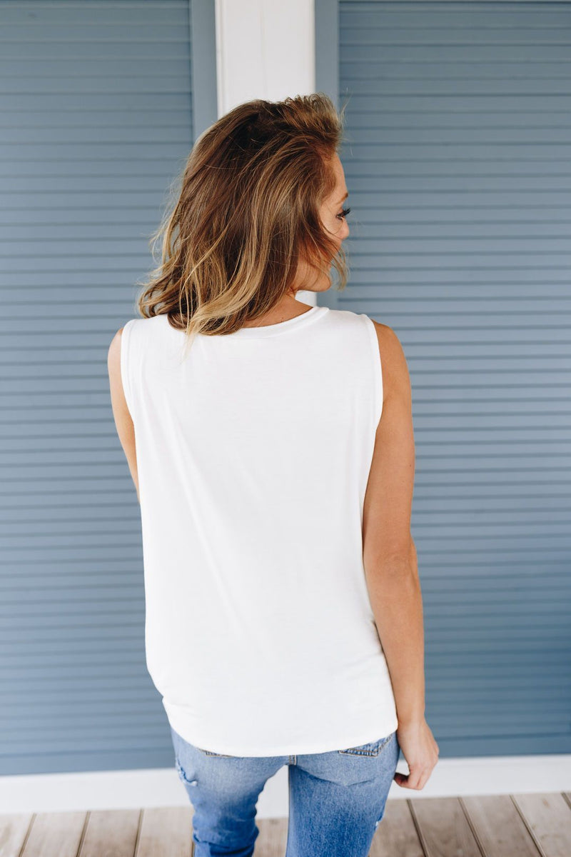 Sleeveless Twist And Cross Top In Ivory