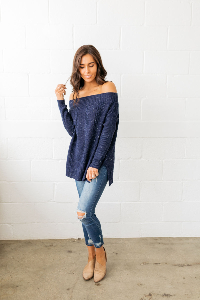 Starry Starry Night Off The Shoulder Sweater