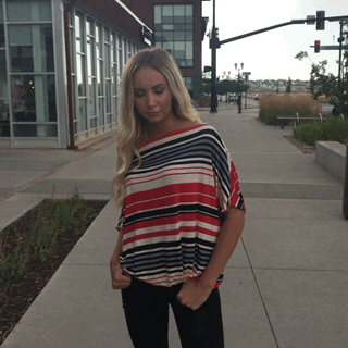 Striped One Shoulder Knot Top